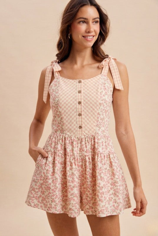 Floral Gingham Romper