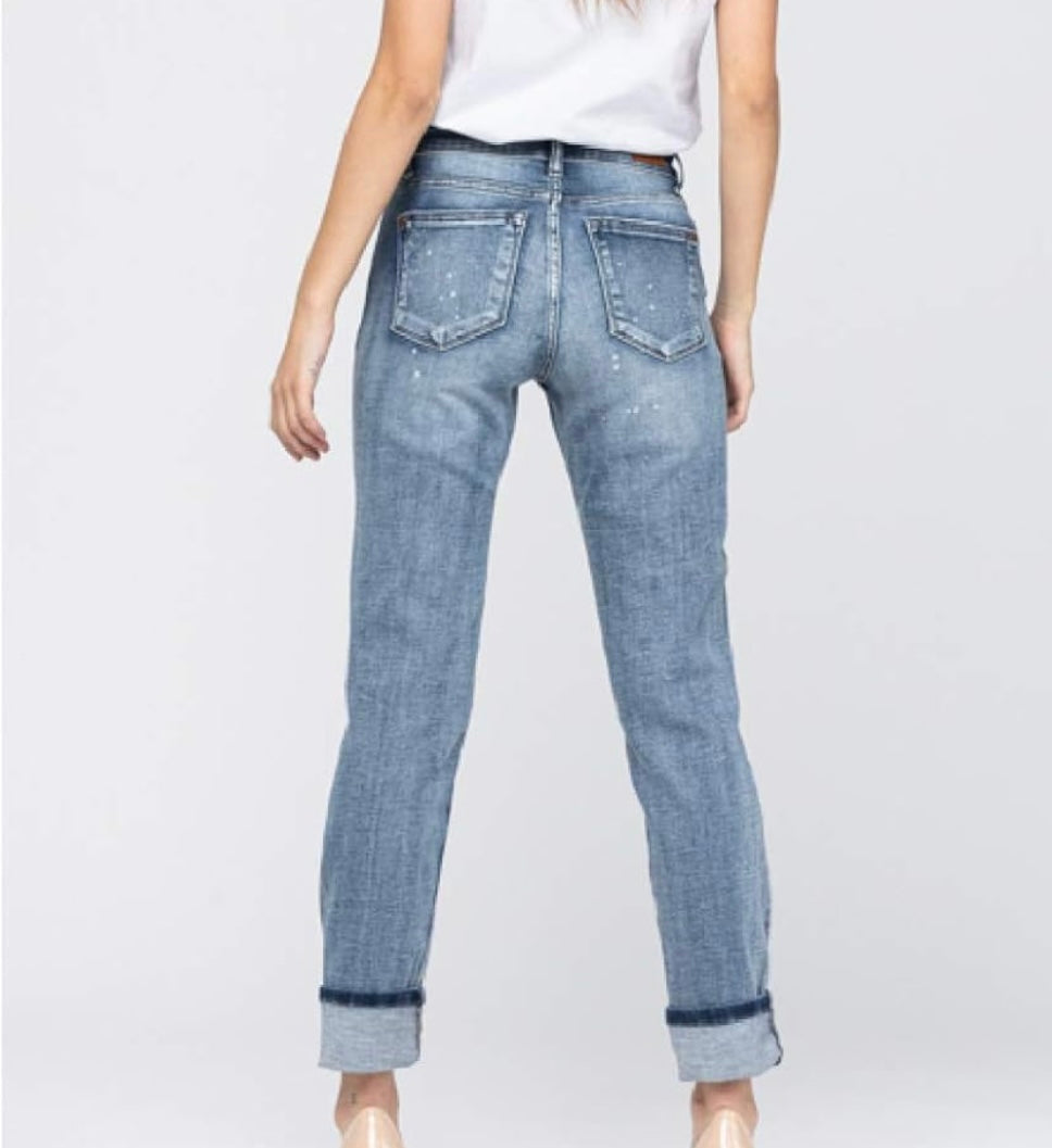 Bleach Splattered Mid Rise Judy Blue Jeans