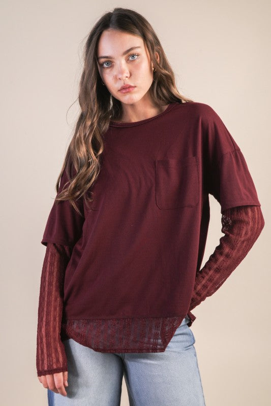 Knit Top With Lace Layer