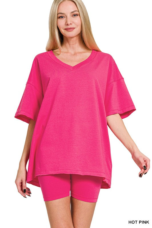 Hot Pink Biker Short Set