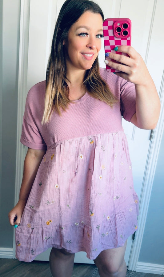 Mauve Floral Dress