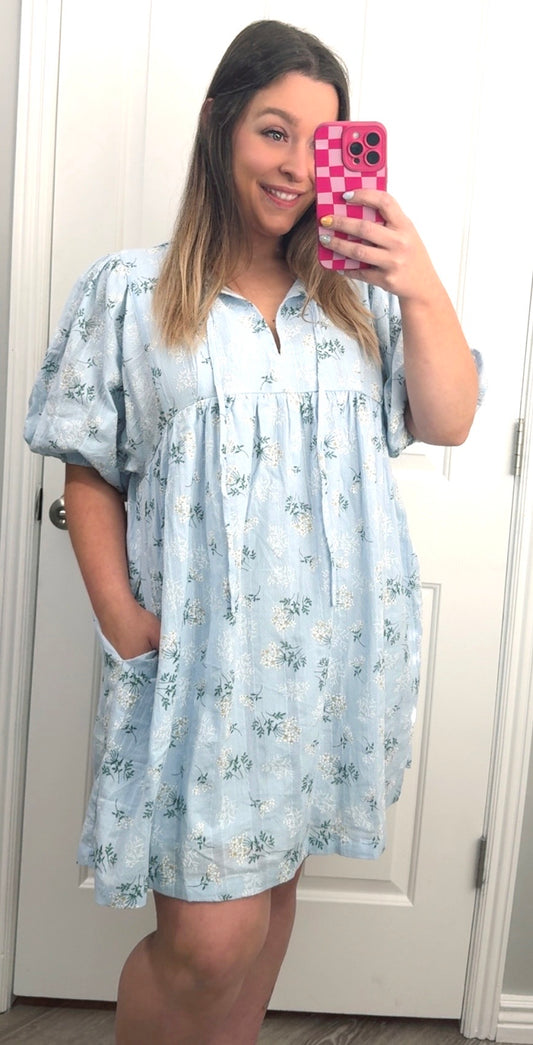 Sky Floral Babydoll Dress