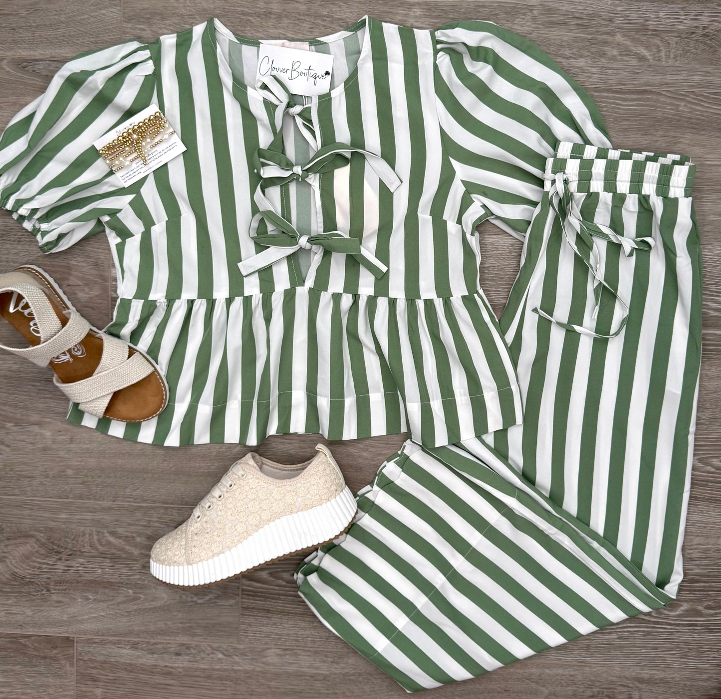 Sage Striped Set