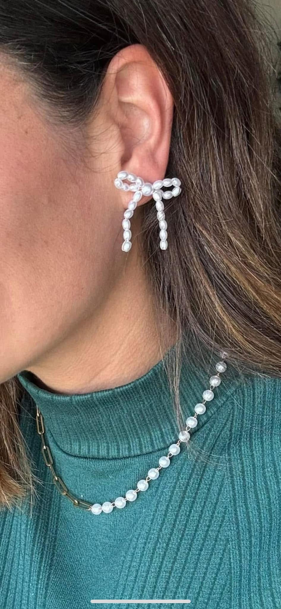 Pearl Bow Earrings