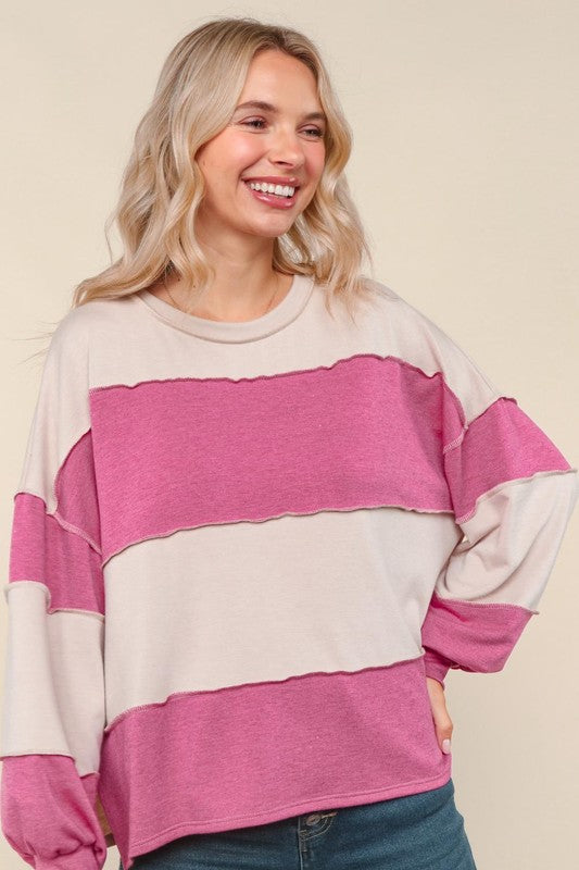 Magenta Striped Long Sleeve
