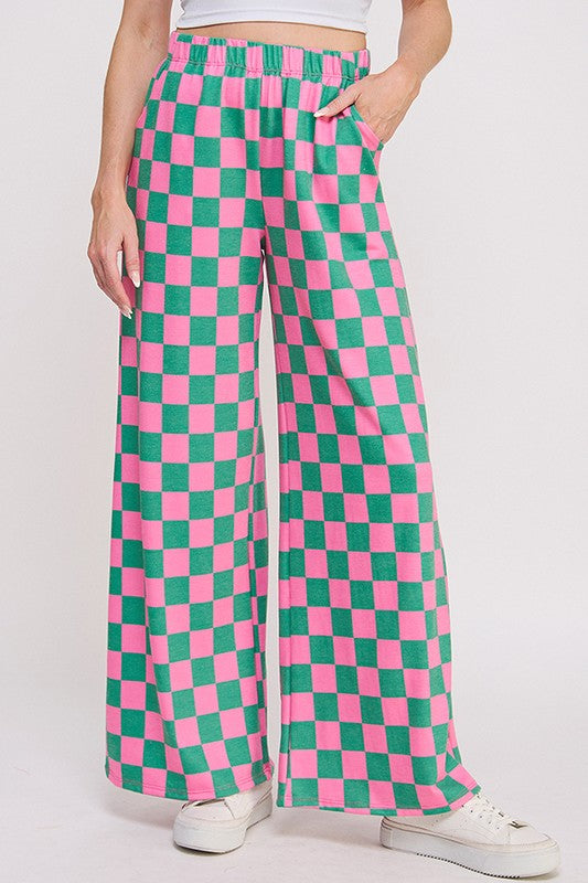 Hot Pink & Green Checkered Pants