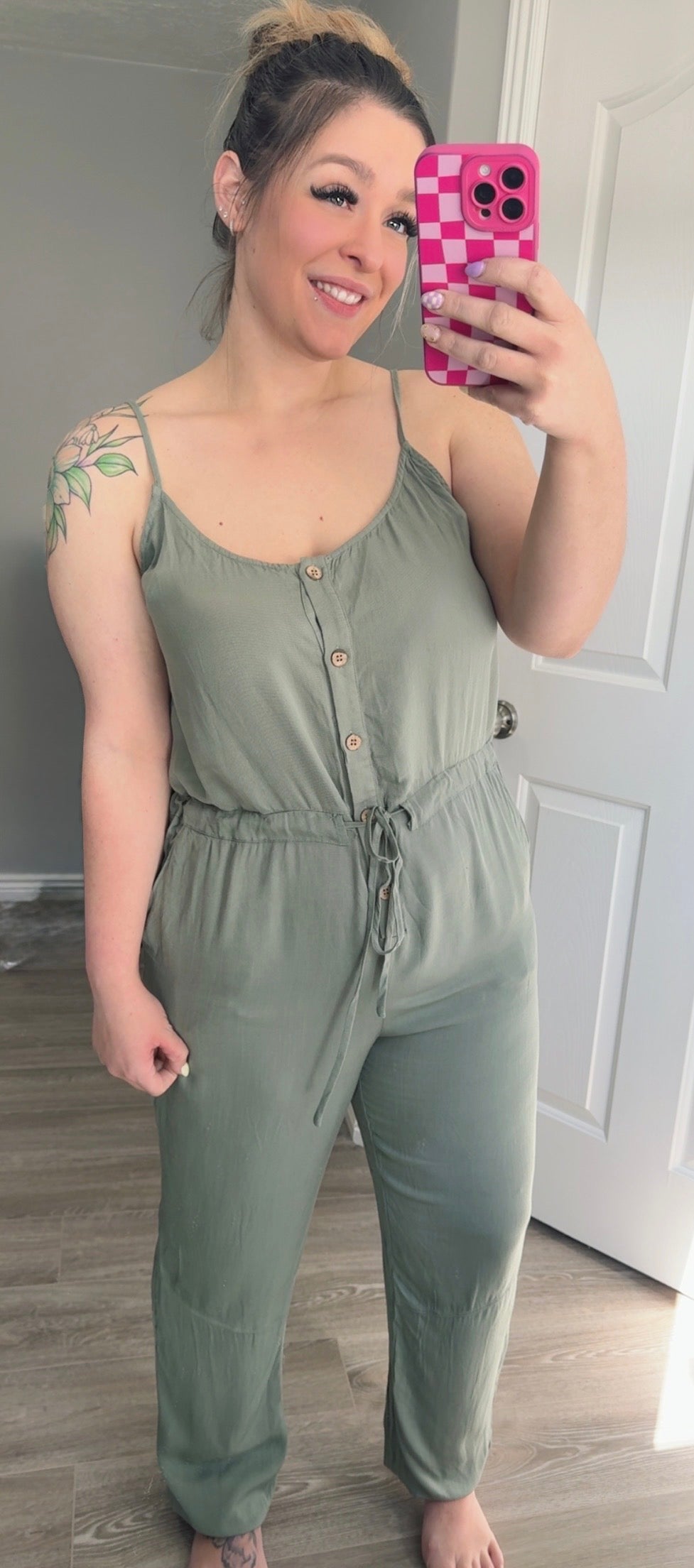 Twill Olive Jumpsuit