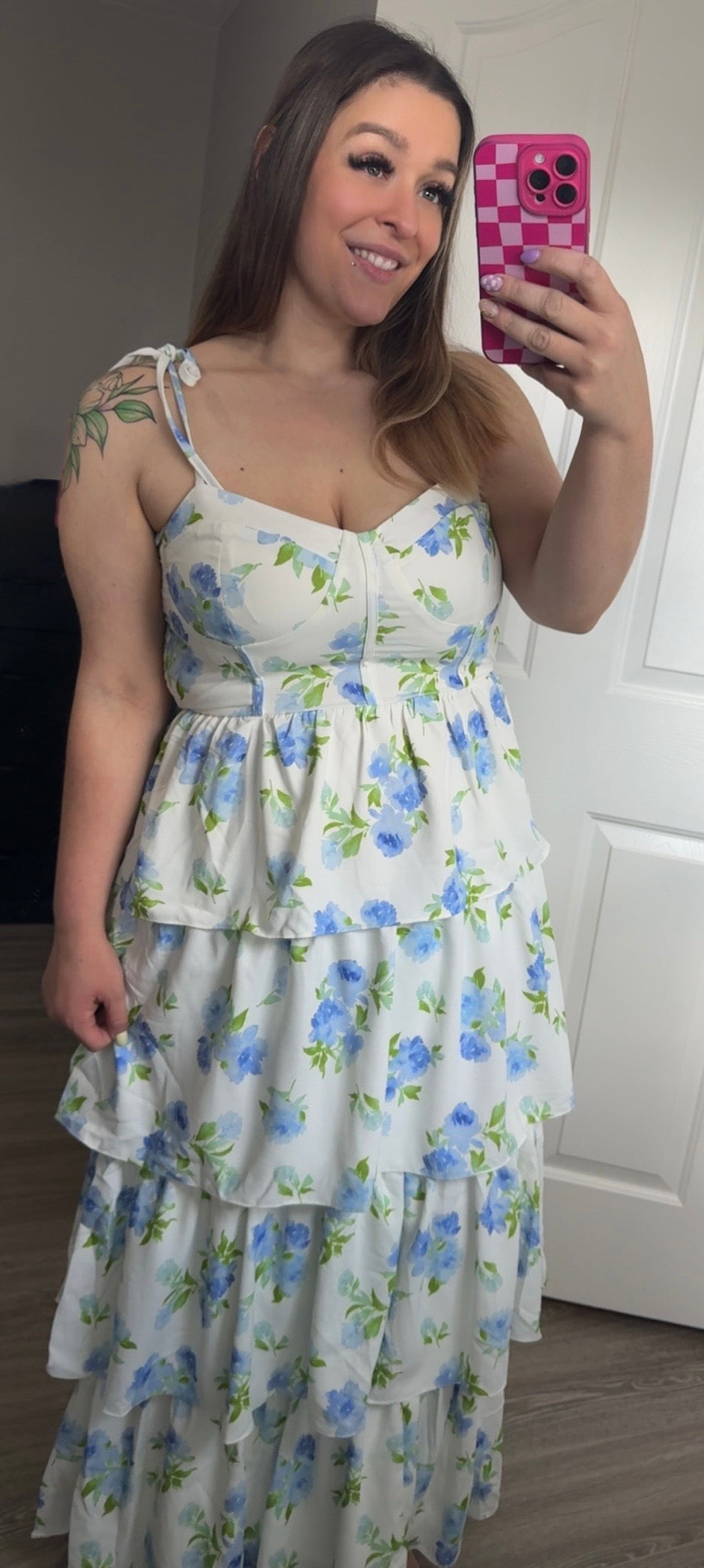 Bustier Tiered Floral Maxi Dress