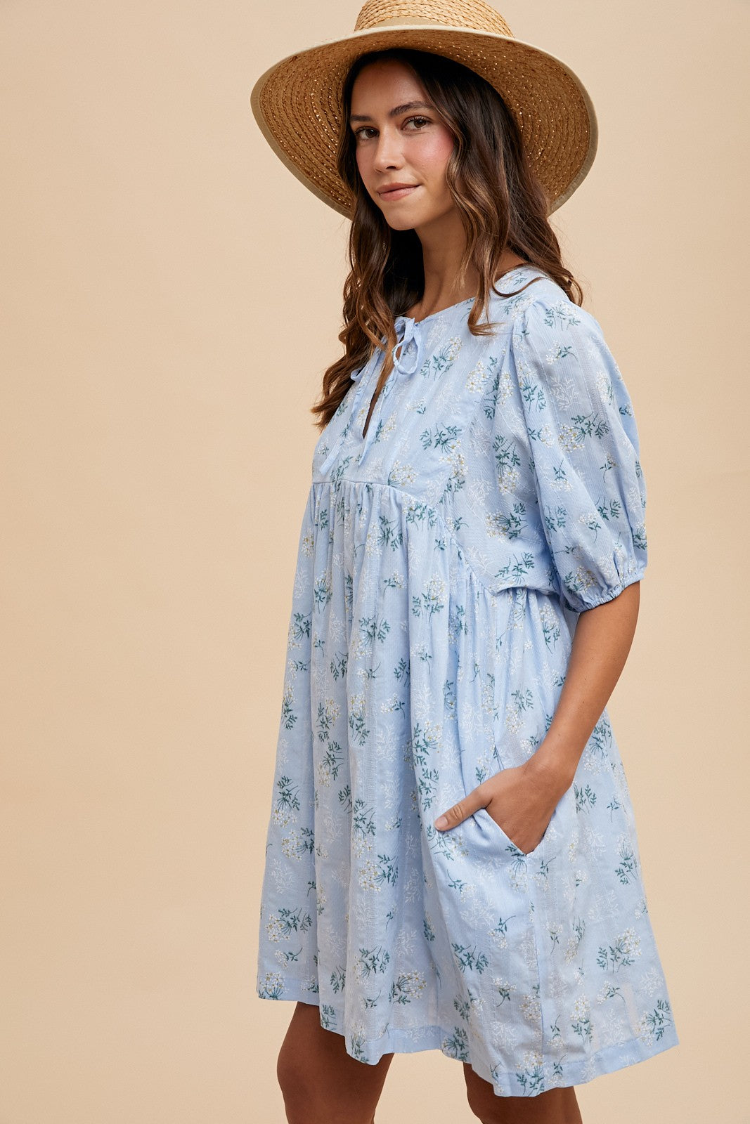 Sky Floral Babydoll Dress