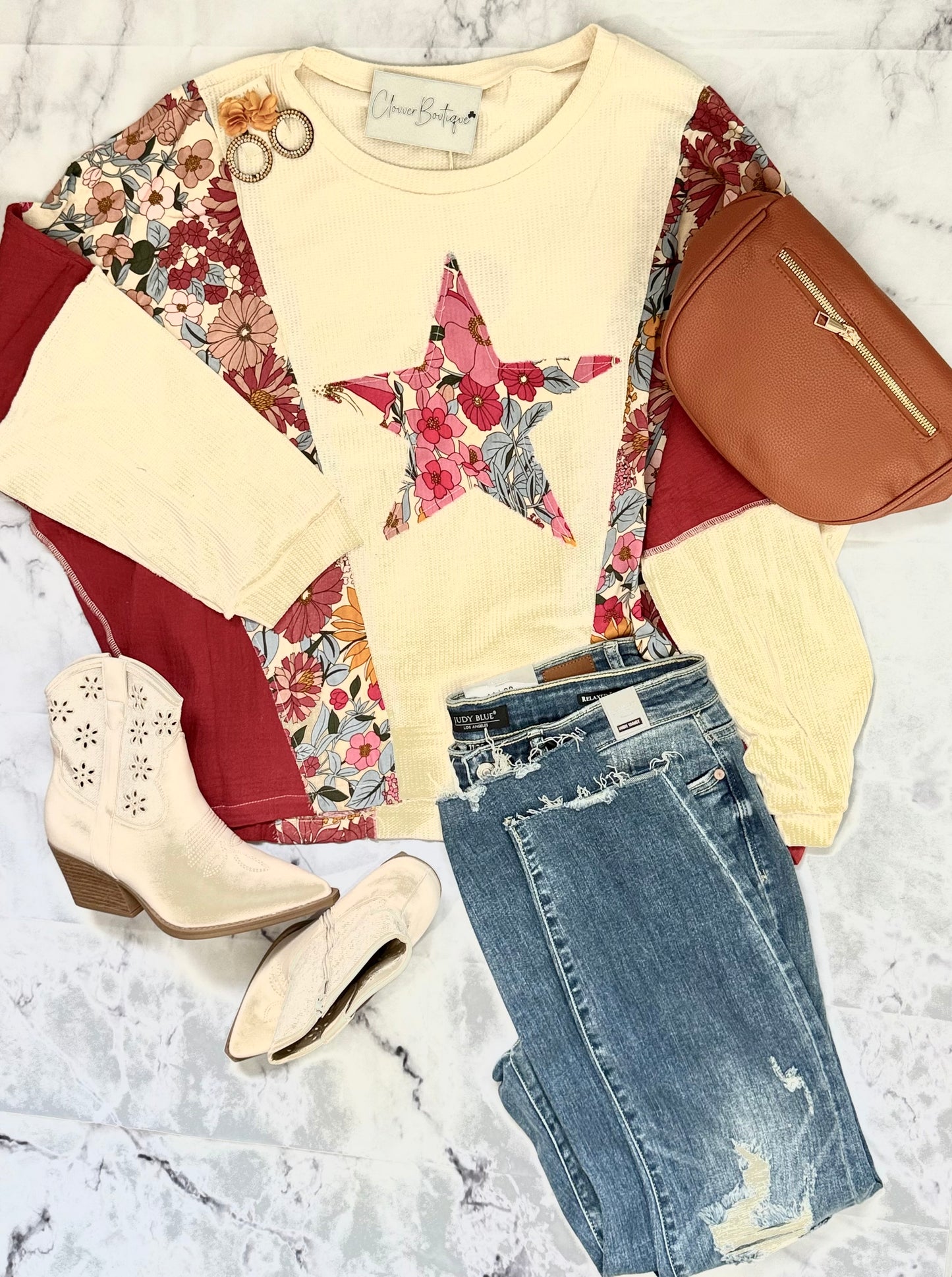 Floral Star Print Long Sleeve