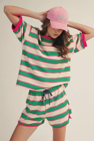 Jade And Hot Pink Waffle Knit Set