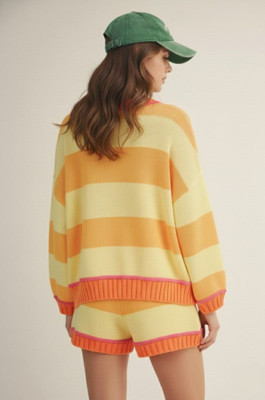 Sunset Striped Sweater Set