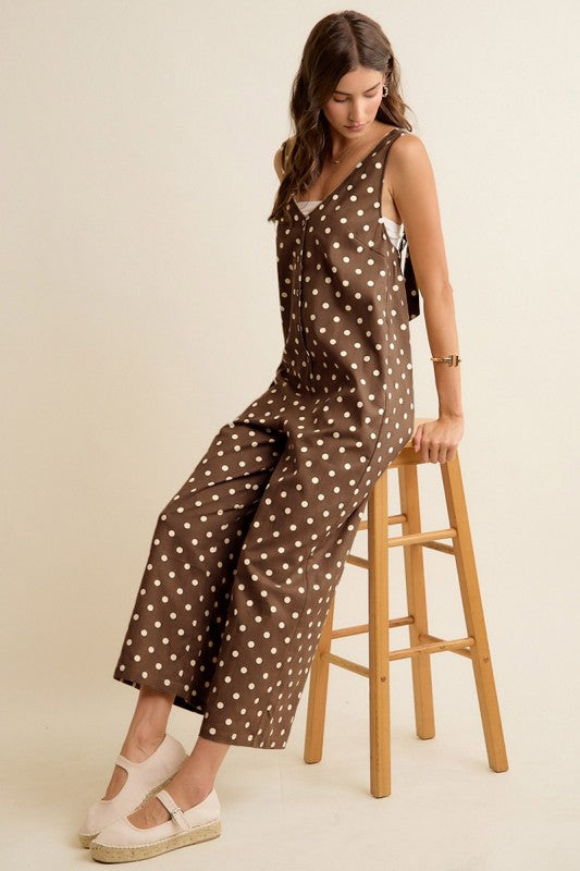 Brown Polka Dot Overalls