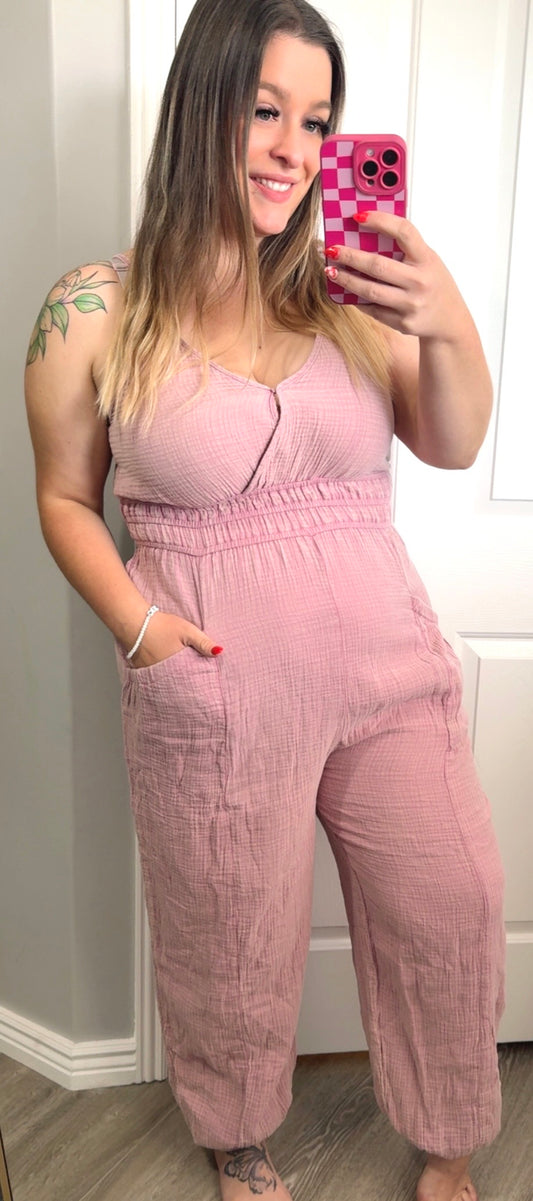 Mauve Mineral Washed Jumpsuit