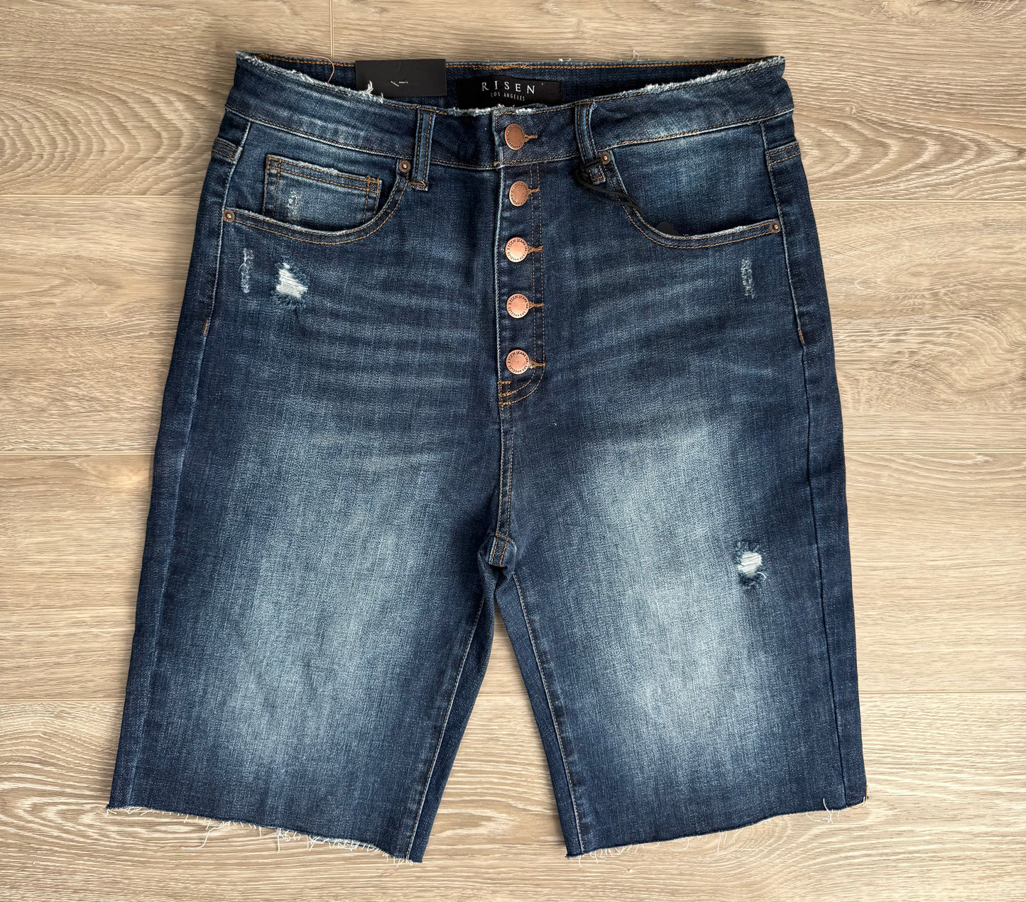 Dark Button Fly Bermudas