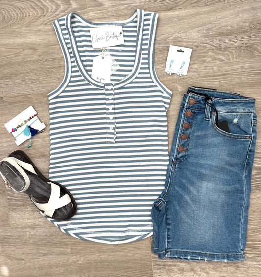 Sky Blue Striped Tank Top
