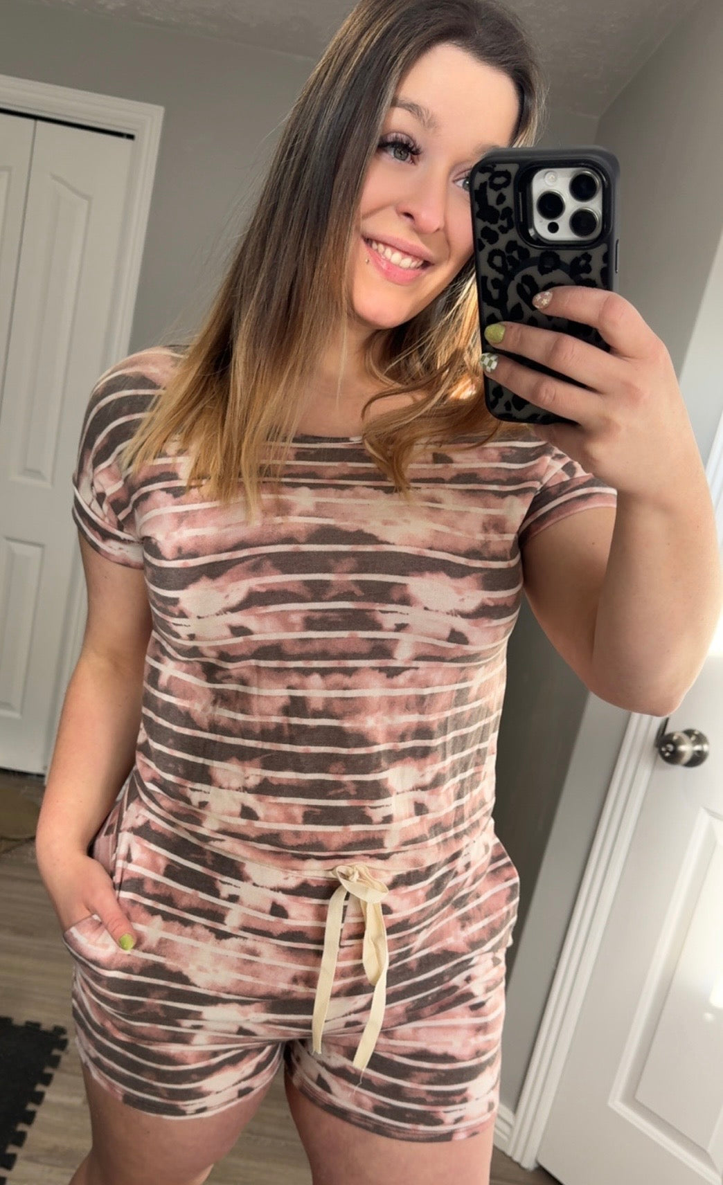 Mauve/Brown Tie Dye Romper