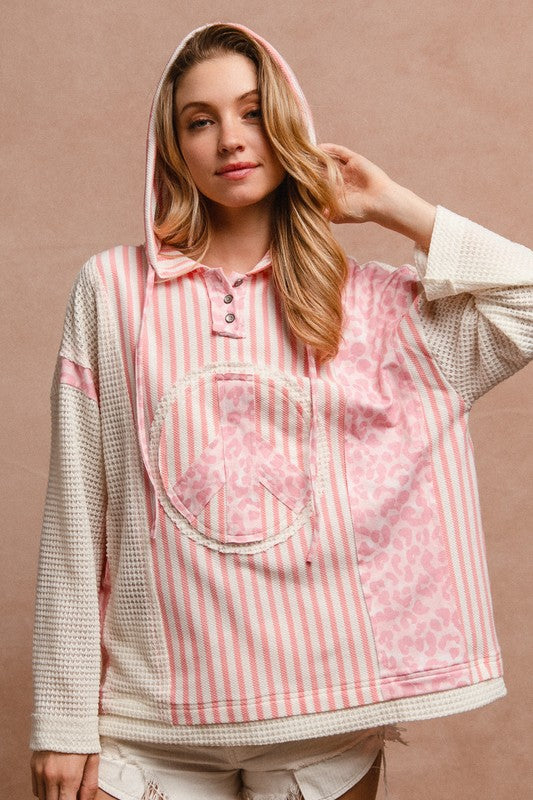 Striped Peace Sign Pullover