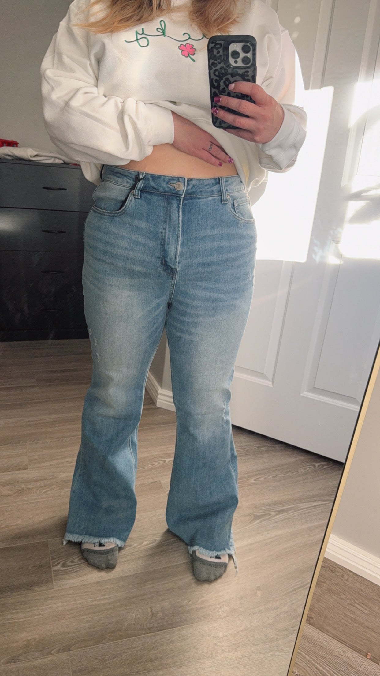 High Rise Vintage Frayed Hem Flare