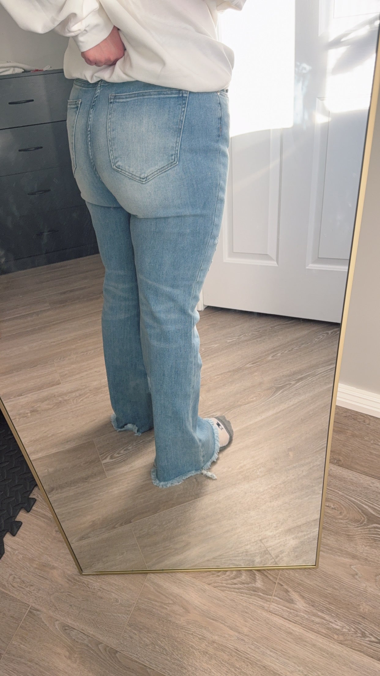 High Rise Vintage Frayed Hem Flare