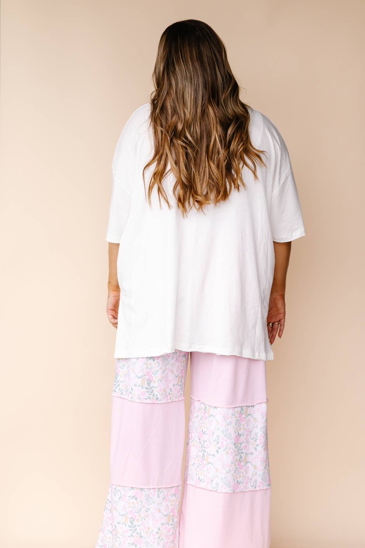 Pink Floral Color Block Pants