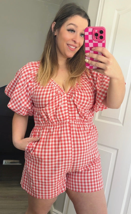 Red Gingham Romper
