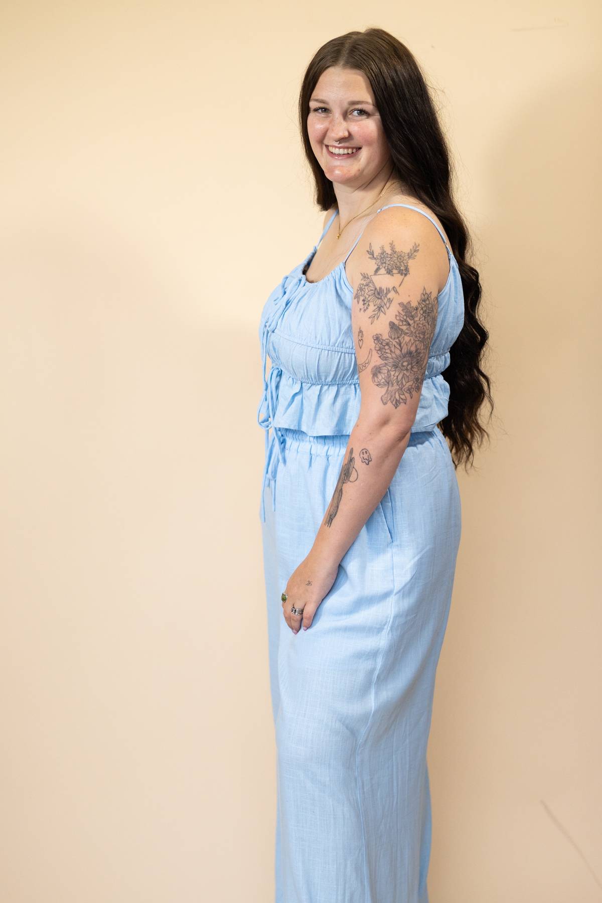 Sky Blue Tiered Tank Pant Set