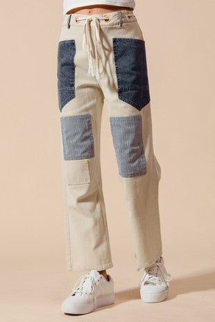 Pinstripe Patchwork Pants