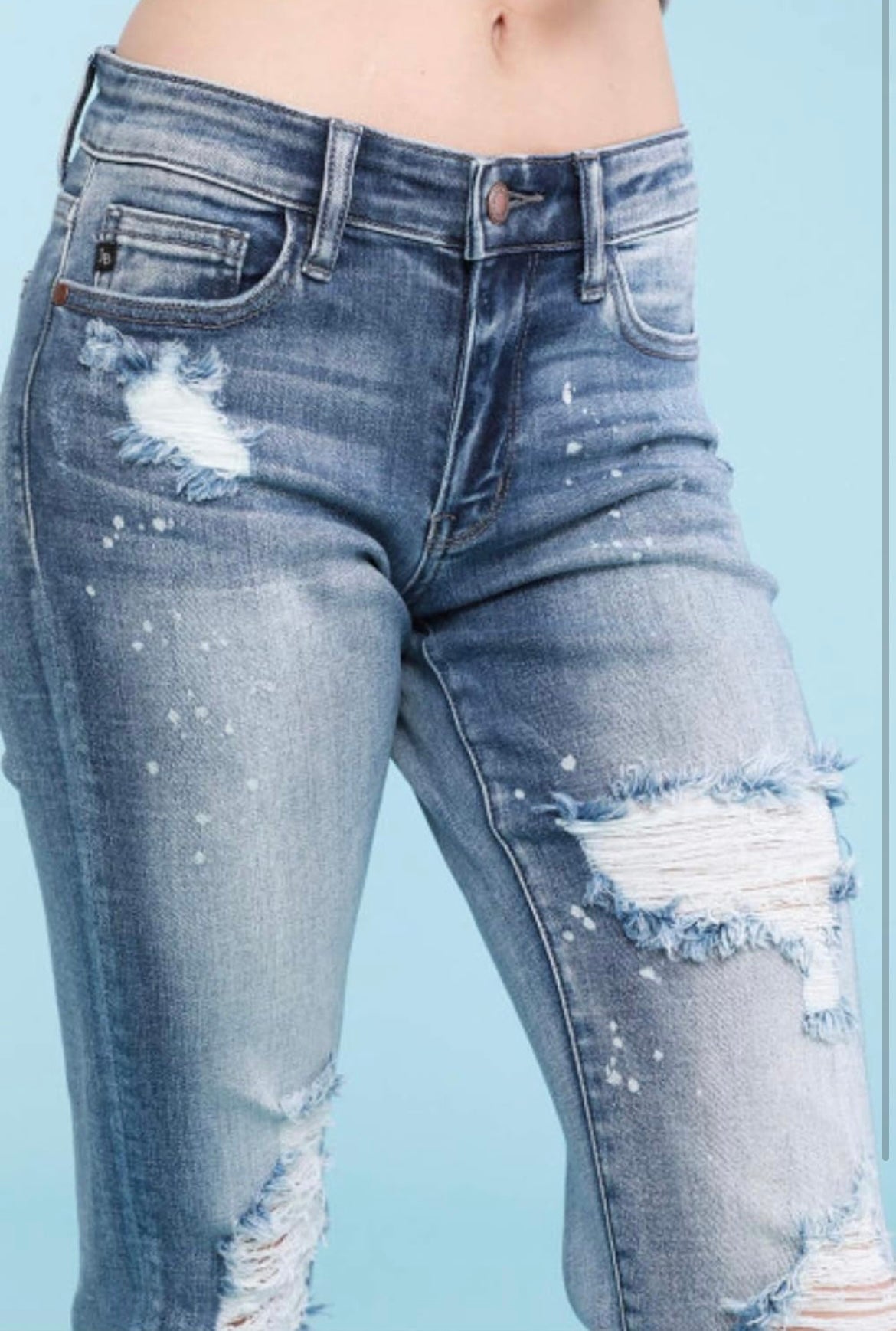 Bleach Splattered Mid Rise Judy Blue Jeans