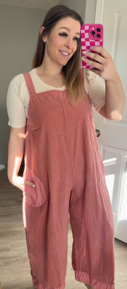 Mauve Corduroy Overalls