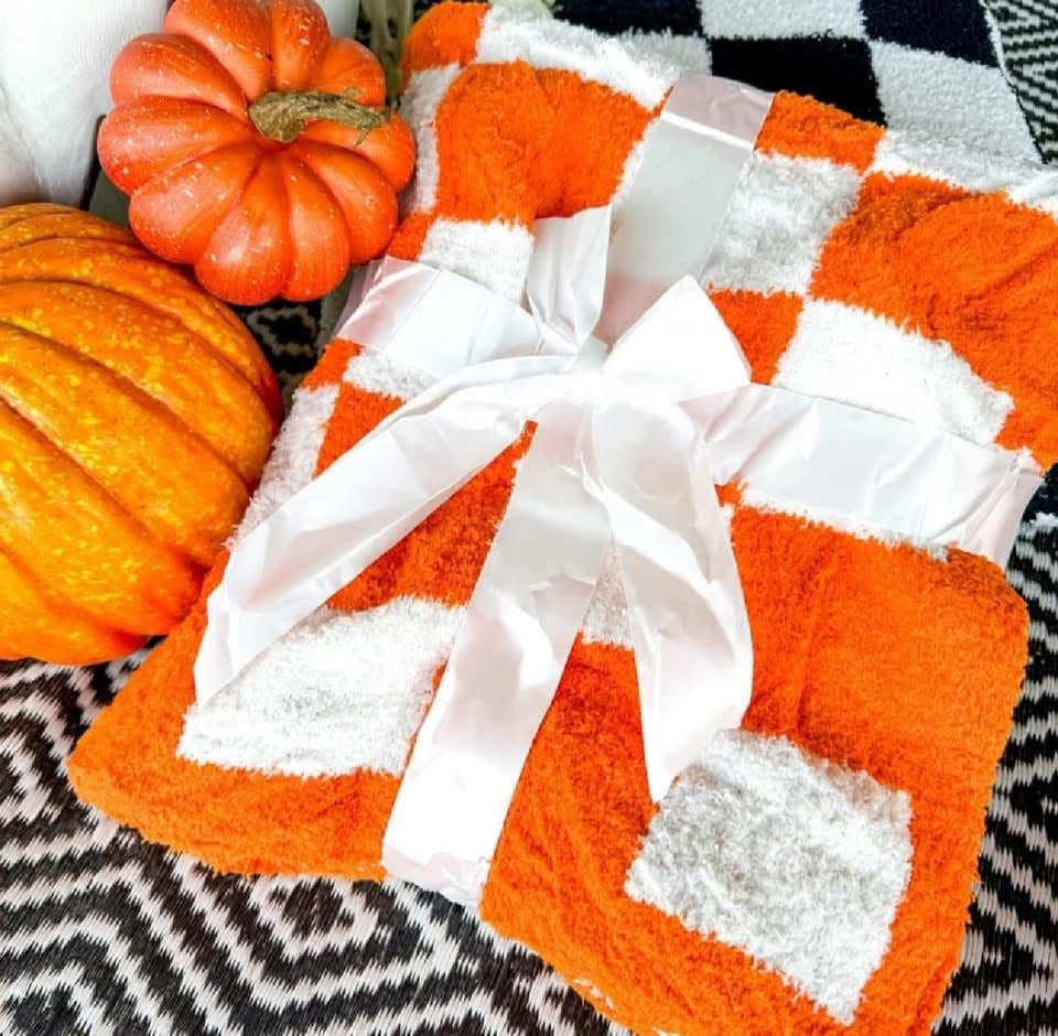 Orange Checkered Blankets