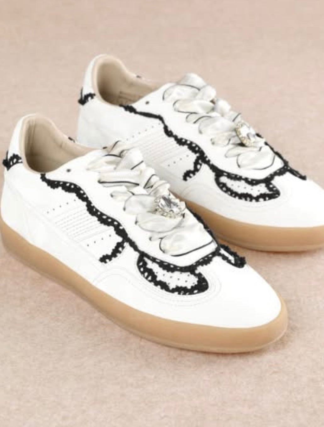 Eleanor White & Black Lace MiiM Sneakers