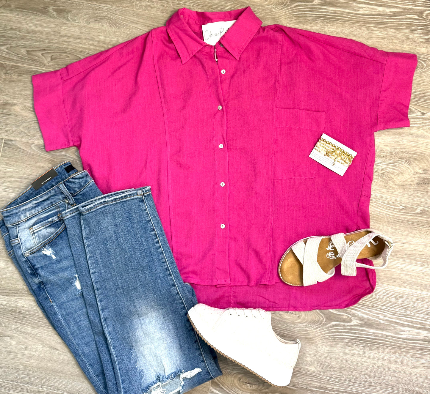 Hot Pink Button Up