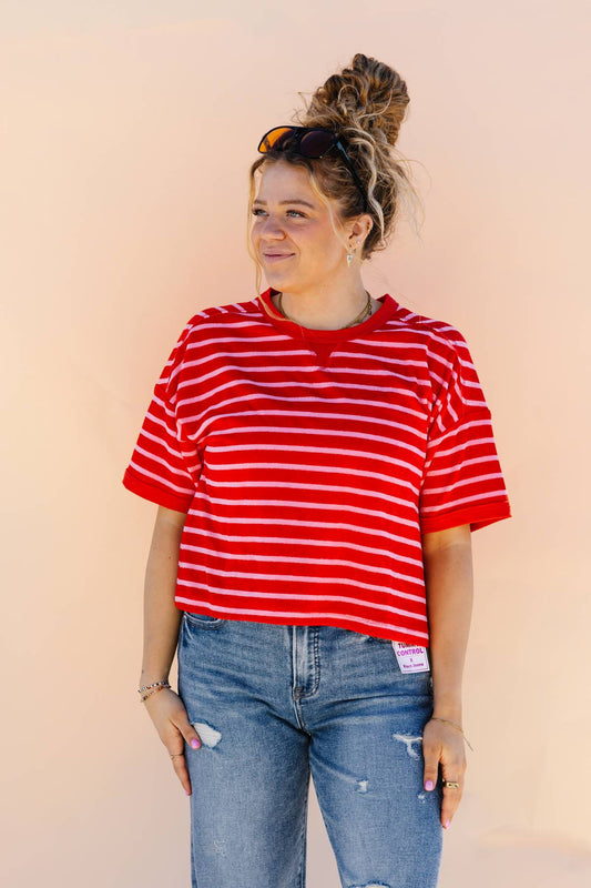 Red And Pink Striped Shirt