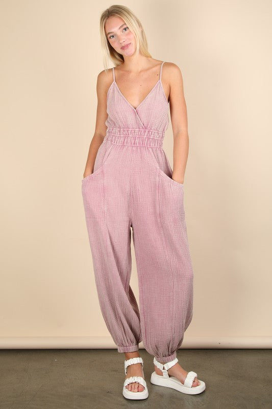 Mauve Mineral Washed Jumpsuit