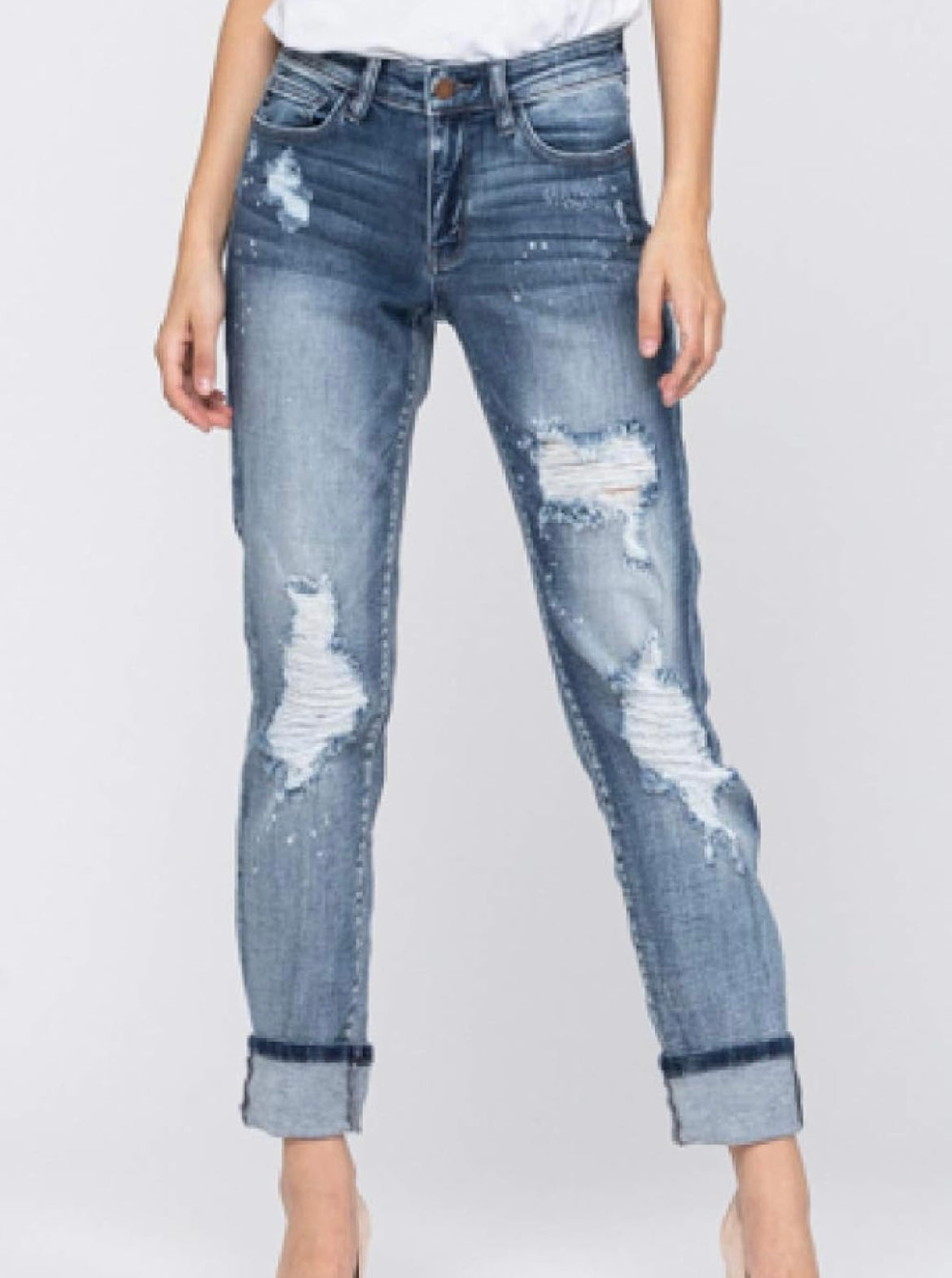 Bleach Splattered Mid Rise Judy Blue Jeans