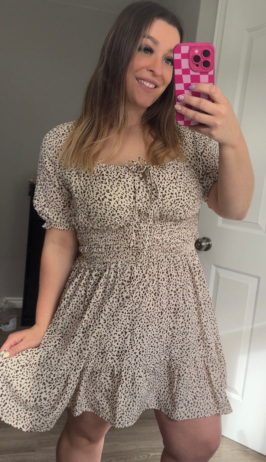 Smocked Leopard Dress