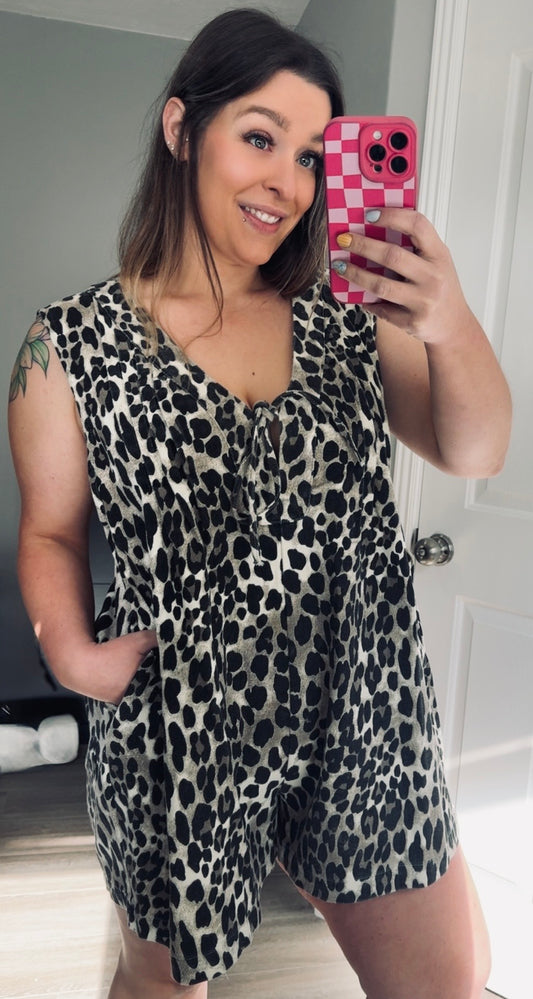 Tan Leopard Romper