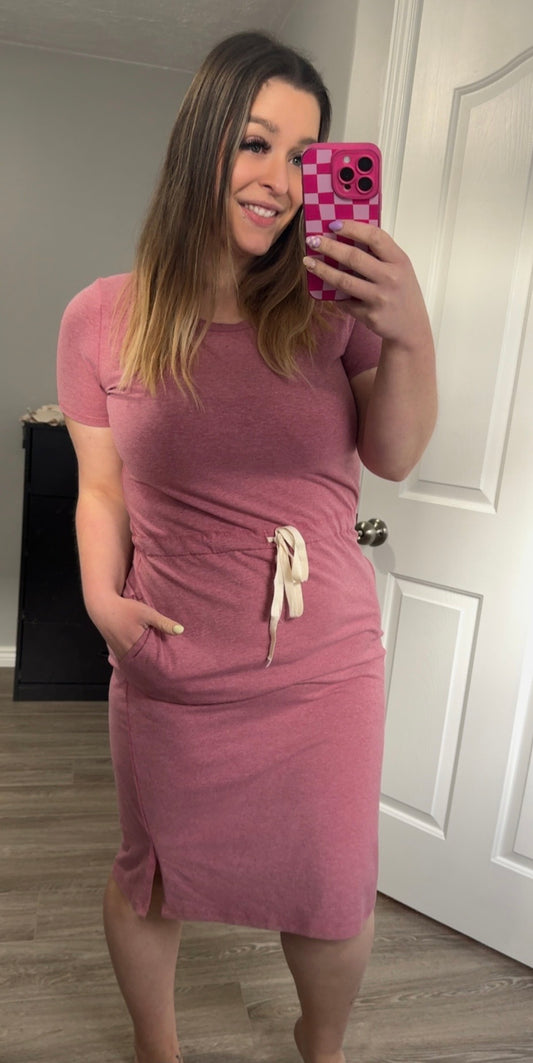 Marsala Drawstring Dress