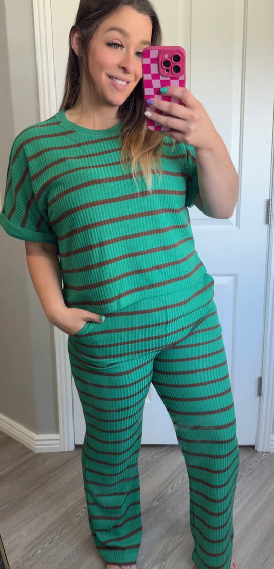 Green And Brown Striped Set