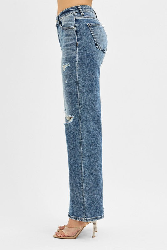 Medium Mid Rise Wide Leg Risen Jeans