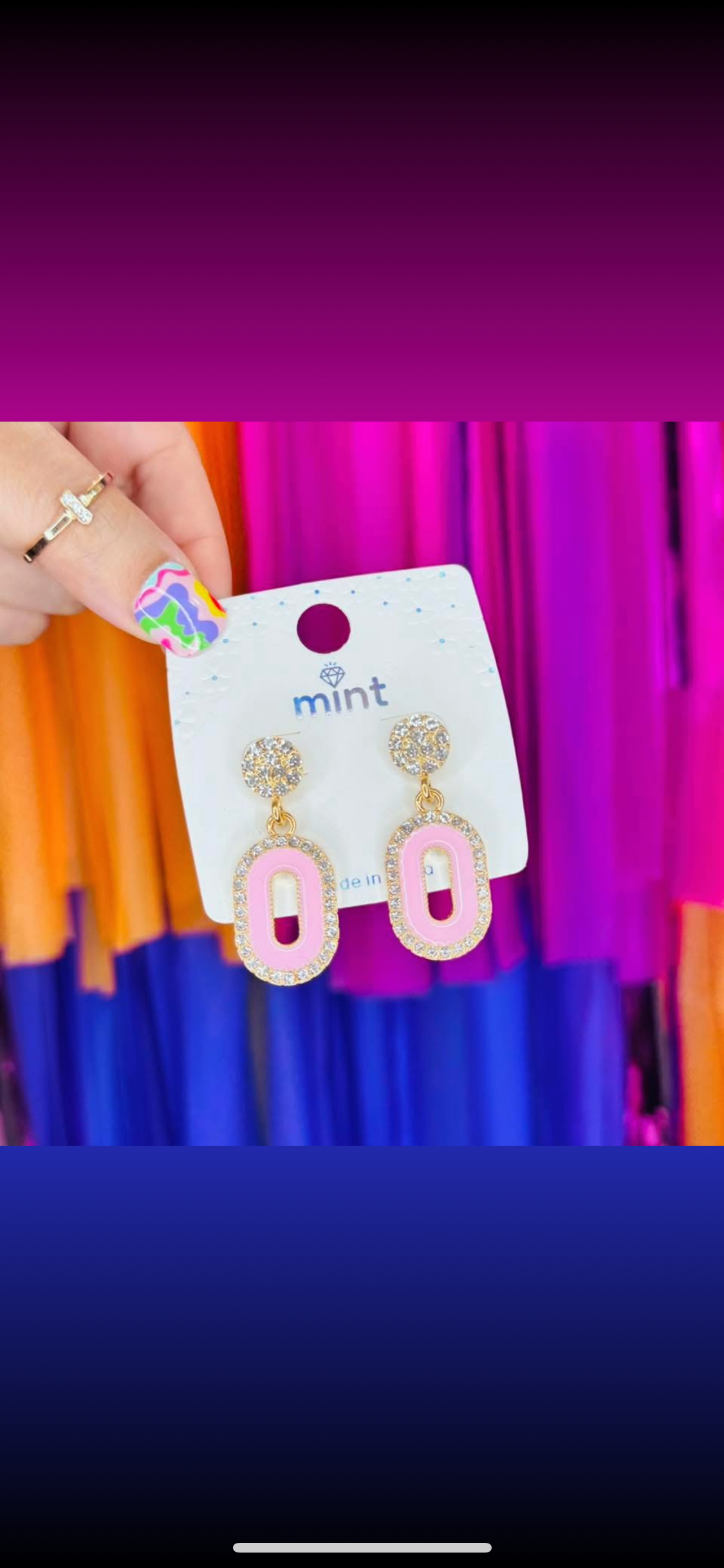 Pink Oval Dangle Earrings