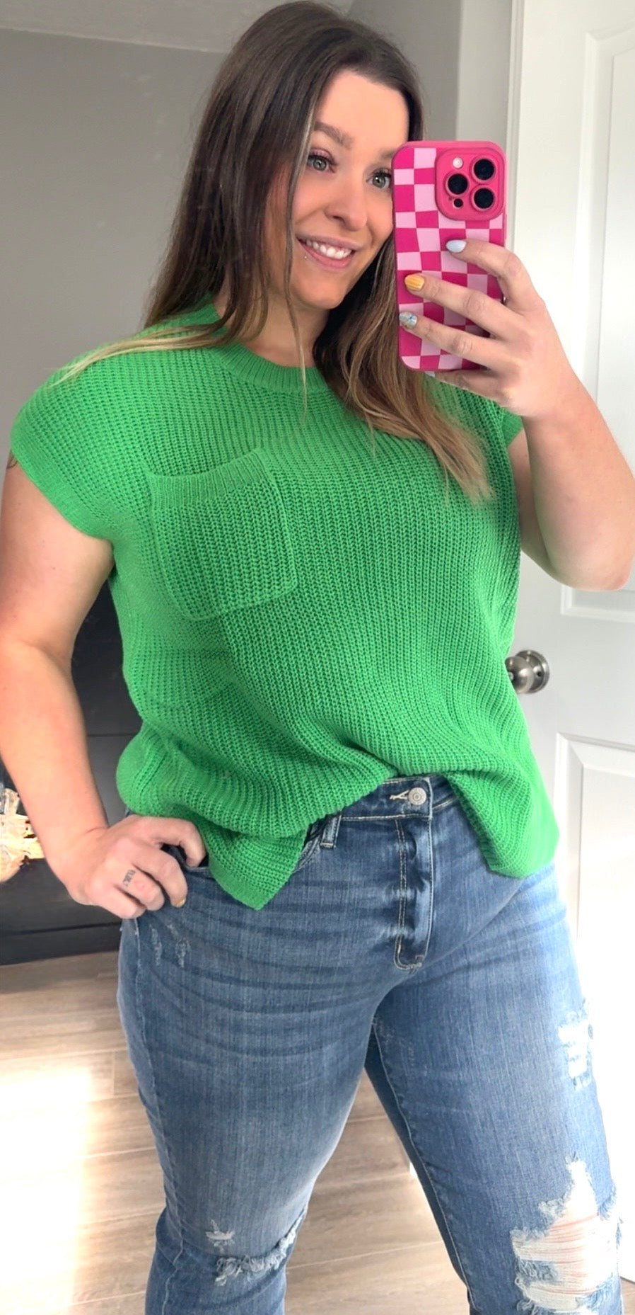 Kelly Green Sweater Knit Top