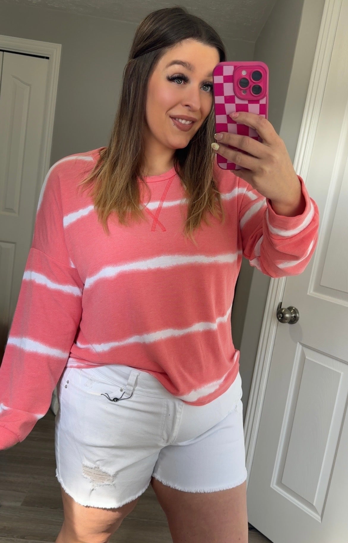 Striped Coral Pullover
