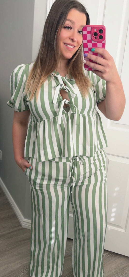 Sage Striped Set