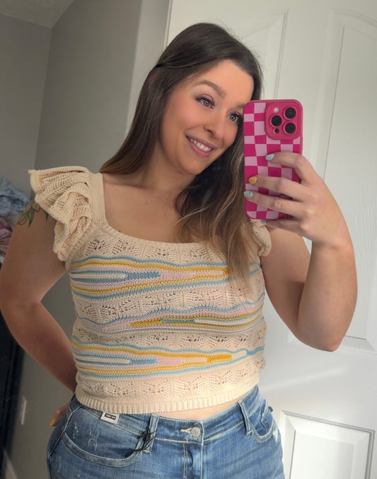 Rainbow Crochet Sweater Tank
