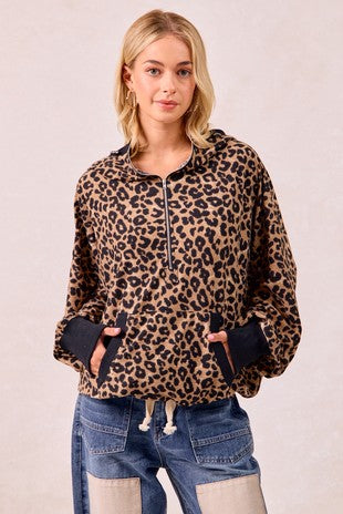 Leopard Half Zip Hoodie