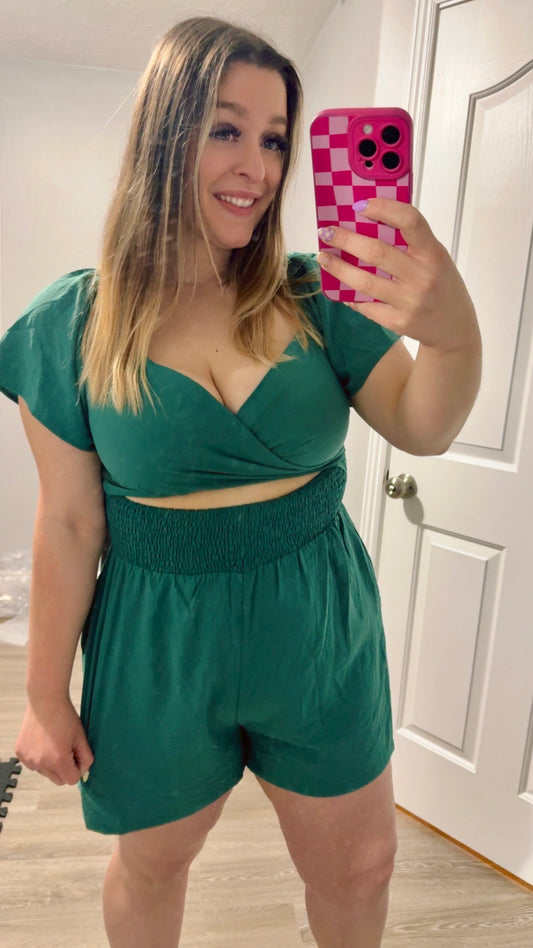 Teal Tie Reversible Romper