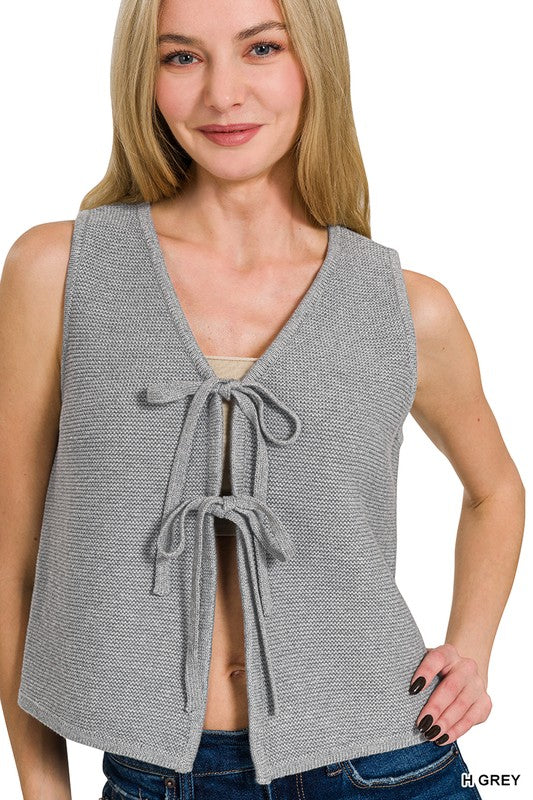 Heather Grey Tie Front Vest