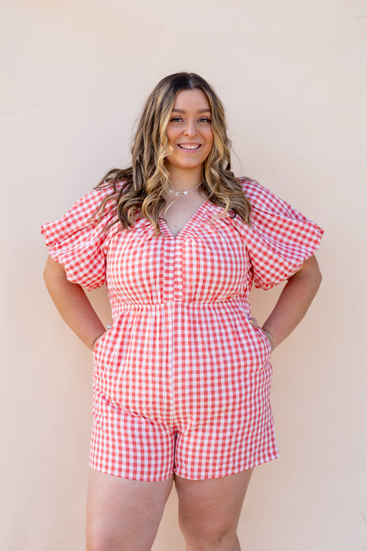 Red Gingham Romper